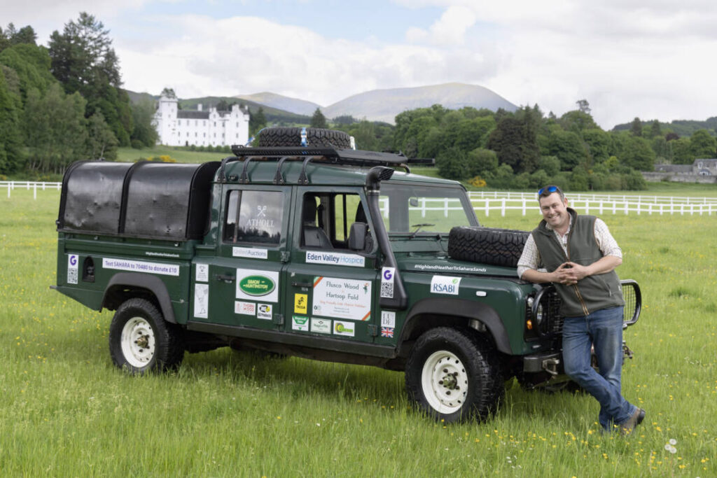 FREE TO USE PHOTOGRAPH....
Hugh Chamberlain Charity Landrover journey from Blair Atholl Castle to the Sahara Desert and back raising funds for RSABI.

Picture by Graeme Hart.
Copyright Perthshire Picture Agency
Tel: 07990 594431